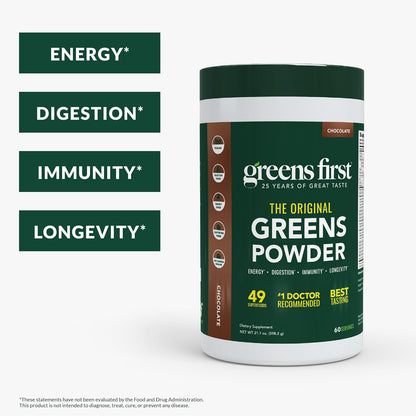 Greens First Original Greens Powder - 49 Superfoods - Chocolate - 60 Porciones – Image 2