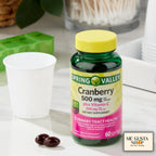 Spring Valley Cranberry 500mg Plus Vitamina C 200 mg - 60 Softgels con Pastillero