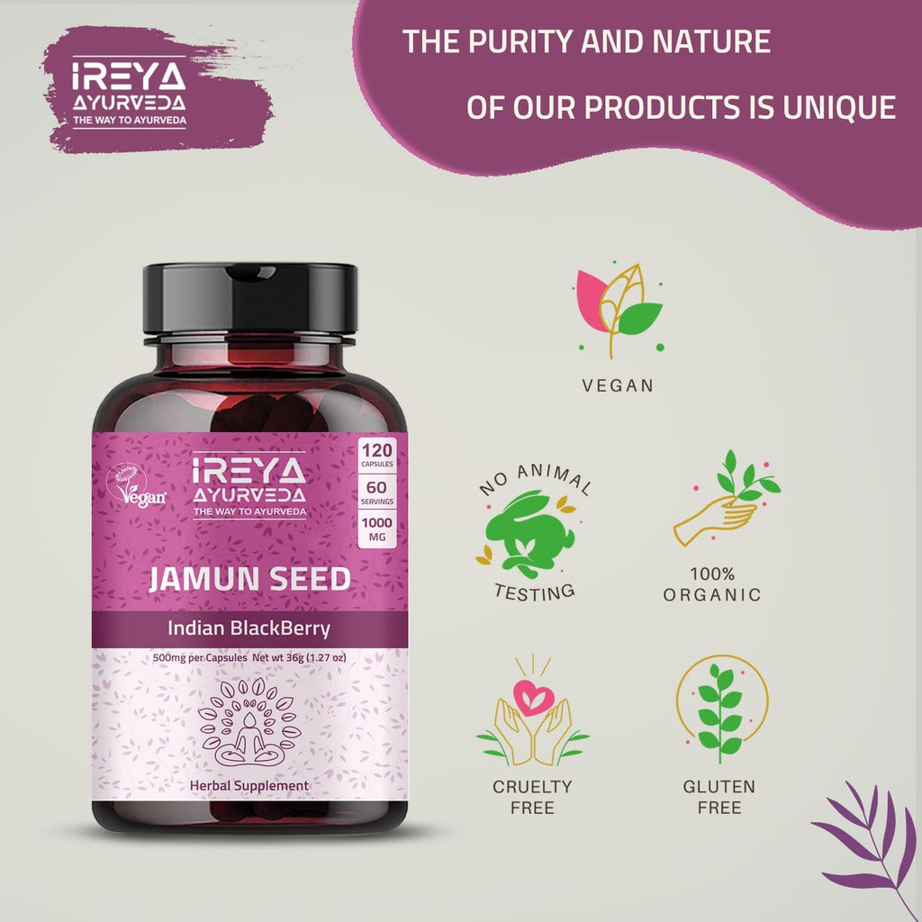 Cápsulas de Semilla de Jamun (Indian BlackBerry) - 90 Cápsulas, 1000 mg