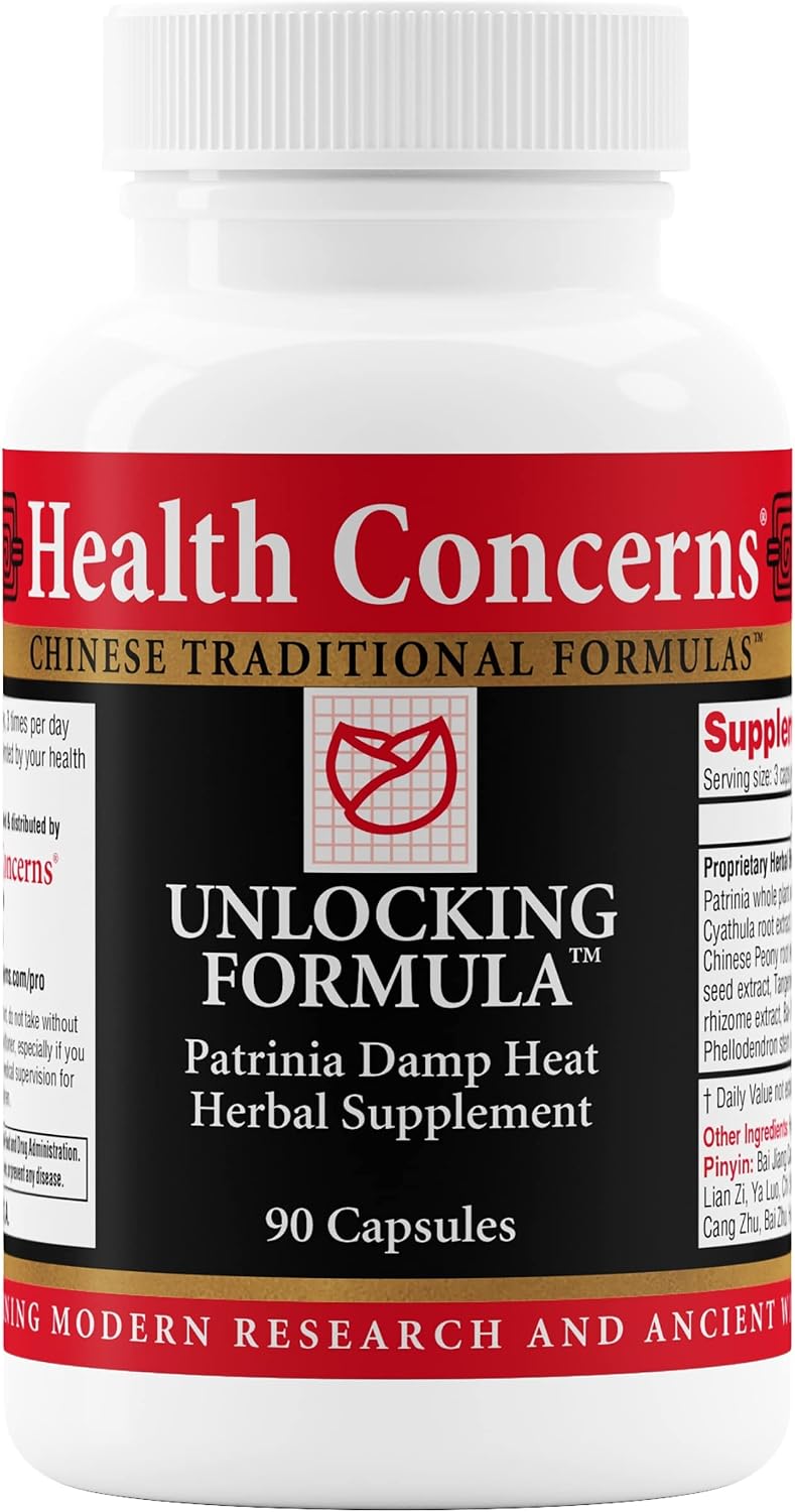Health Concerns Unlocking Formula – Alivio del Malestar Menstrual y Apoyo al Flujo de Qi – Suplemento Herbal con Patrinia y Raíz de Peonía – 90 Cápsulas