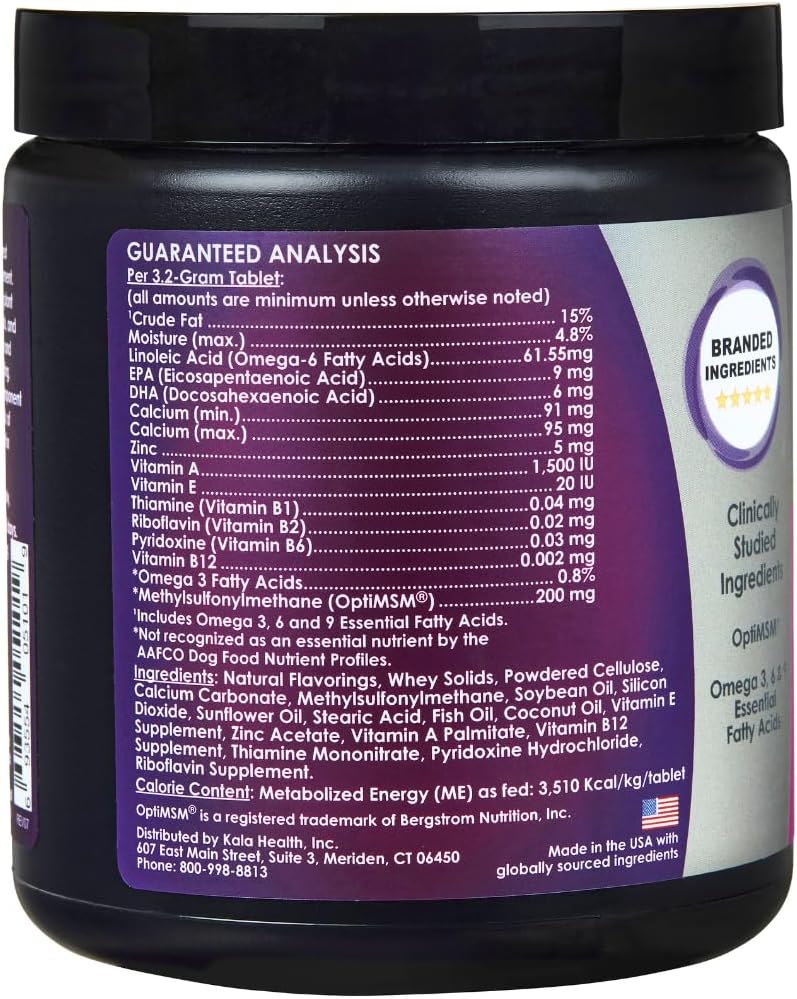 Kala Health PeakTails Suplemento para Piel y Pelaje para Perros – 90 Comprimidos Masticables