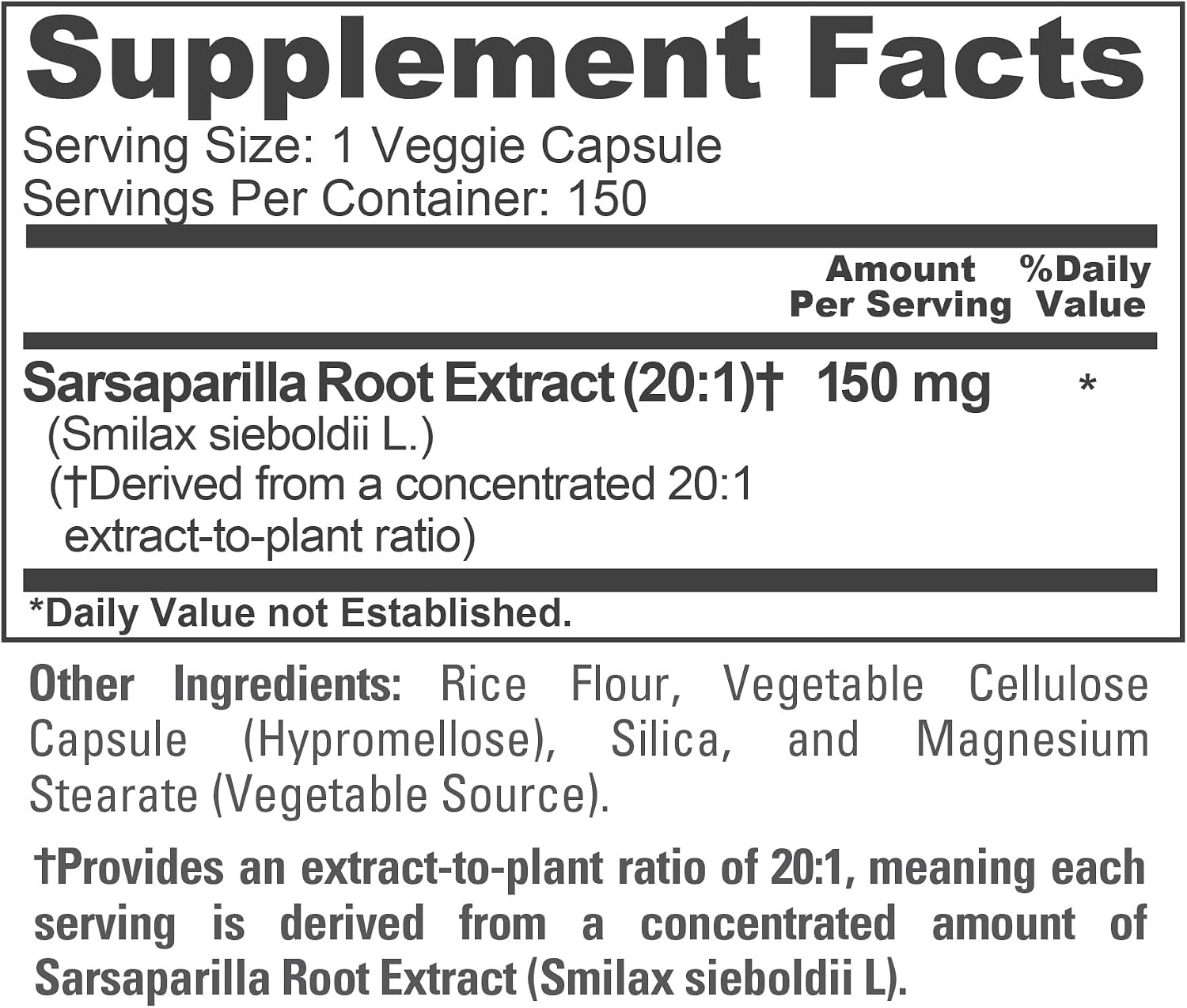 Cápsulas de Raíz de Zarzaparrilla NusaPure, 150 mg, 150 Cápsulas Veganas (No OGM, Vegano)
