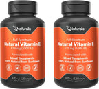 Naturalis Vitamina E de Girasol 670mg (1000 UI) con Tocoferoles Mixtos, 60 Cápsulas