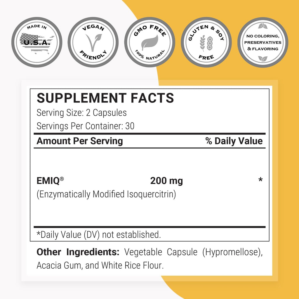 Supersmart IsoQuercitrina EMIQ 200 mg Quercetina Bioactiva 60 Cápsulas