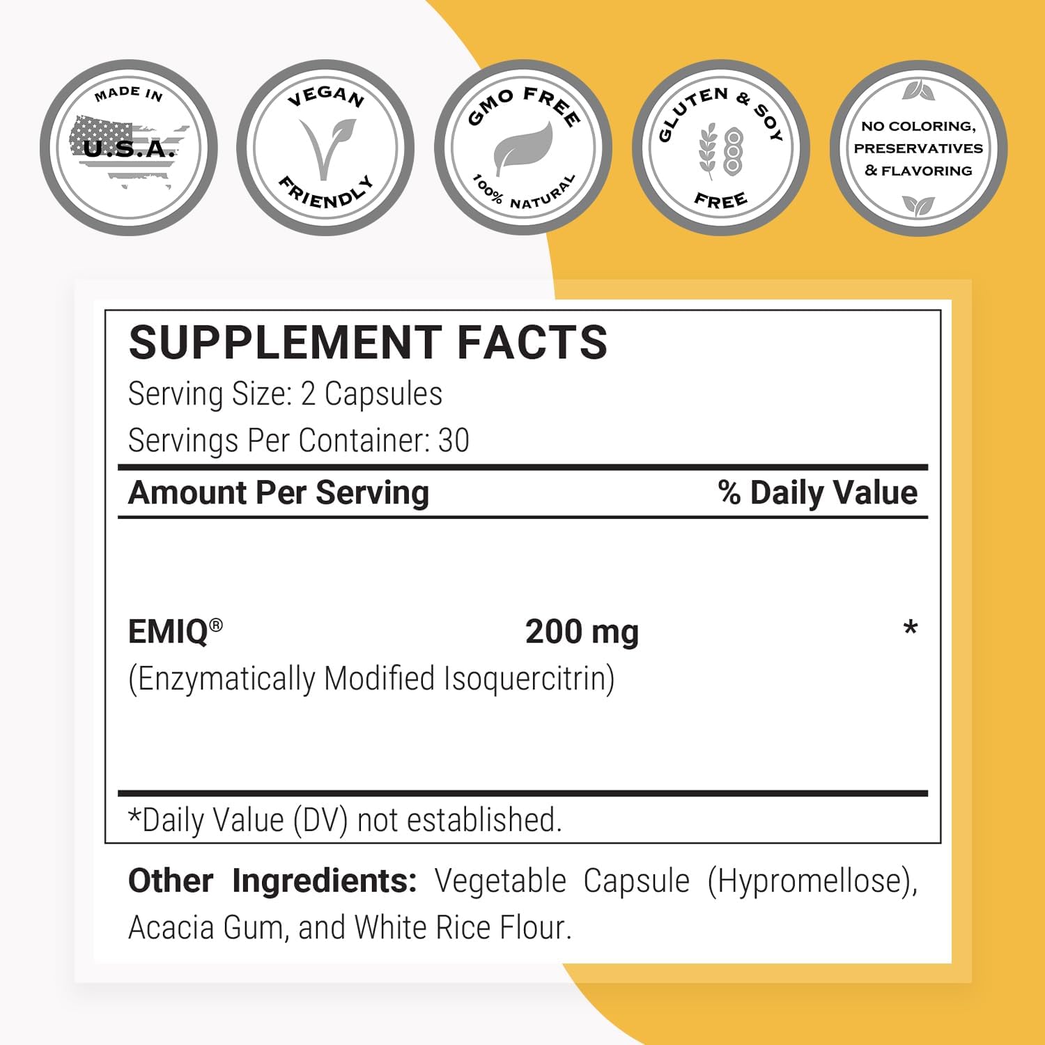 Supersmart IsoQuercitrina EMIQ 200 mg Quercetina Bioactiva 60 Cápsulas