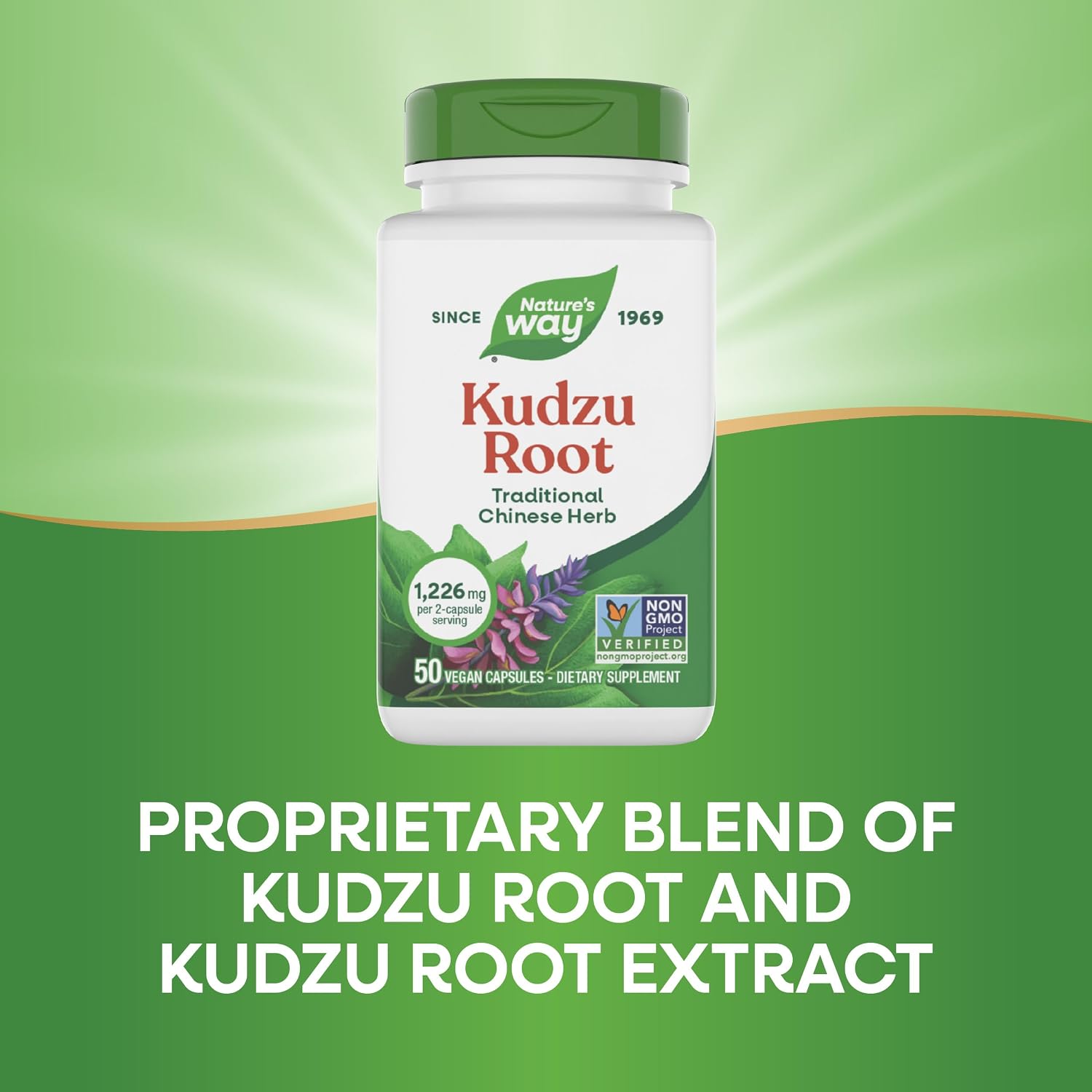 Nature's Way Raíz de Kudzu, 1226 mg por ración (2 cápsulas), 50 Cápsulas Veganas