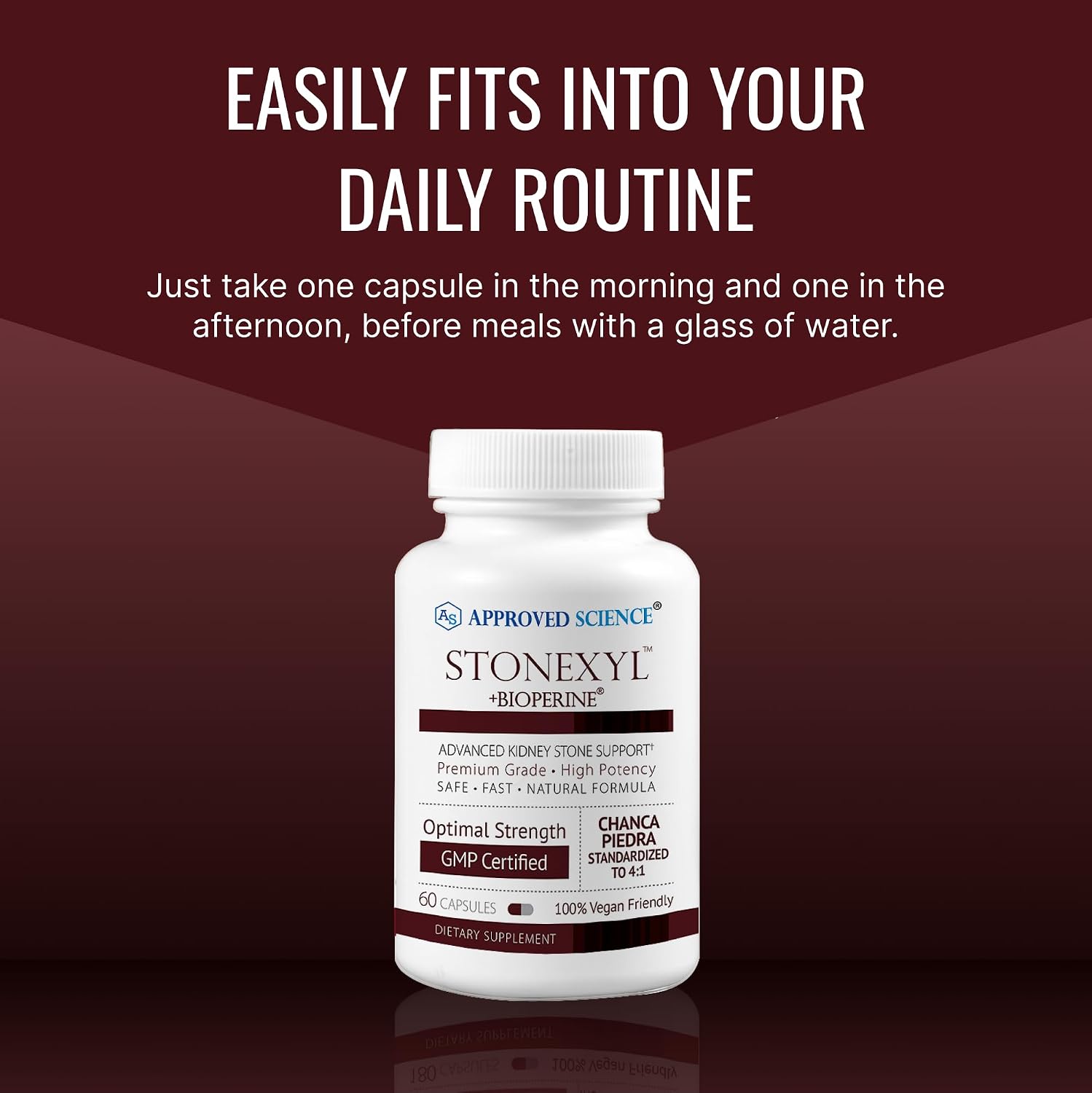 Approved Science Stonexyl - Apoyo Herbal para la Salud Renal - 360 Cápsulas - Chanca Piedra - Alta Absorción - Vegano