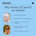 Needed. Vitamina D3/K2 Prenatal - 60 Cápsulas