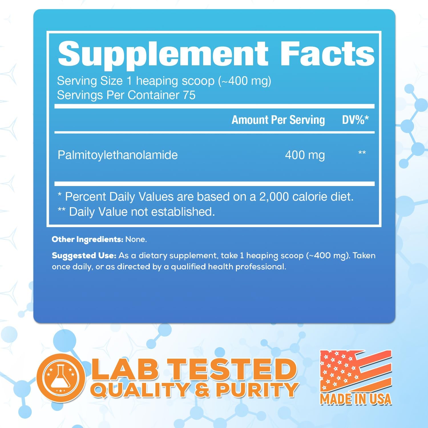 Harvest Naturals Palmitoylethanolamide (PEA) en Polvo | 400mg por dosis | 30 Gramos | Apoyo al Bienestar General