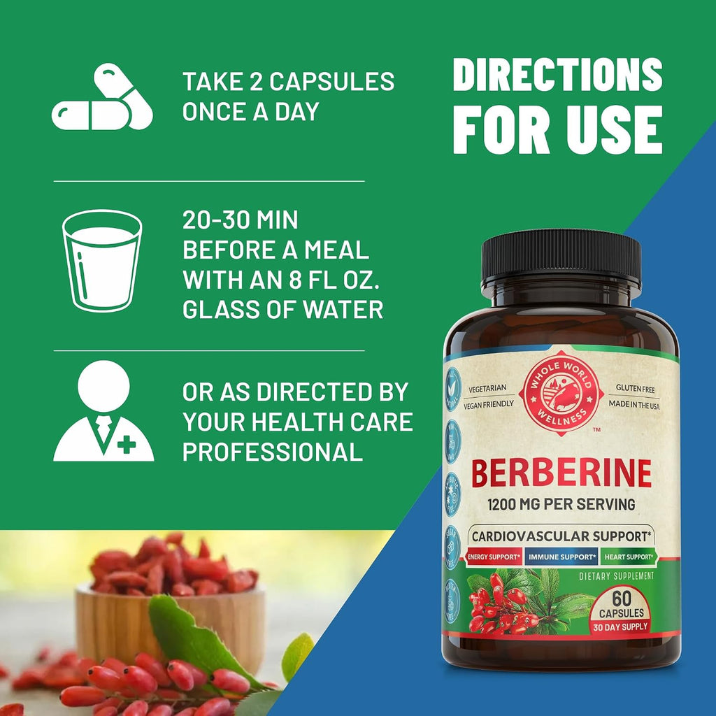 Whole World Wellness Berberina 1200 mg - 60 Cápsulas
