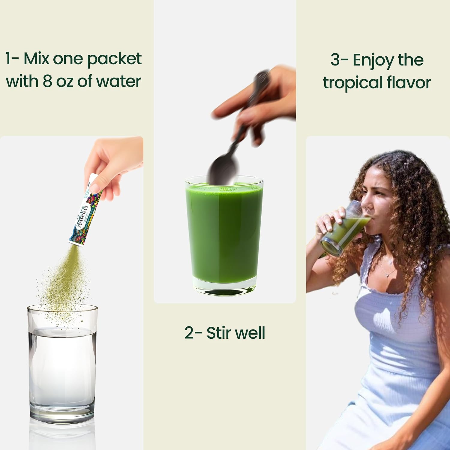 OPTIVIDA Fruits & Veggie Mix Super Greens Powder - 30 Sobres - Mezcla de Frutas y Verduras en Polvo con Probióticos y Enzimas
