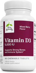 Terry Naturally Vitamina D3 - 125 mcg Colecalciferol, 90 Comprimidos Masticables