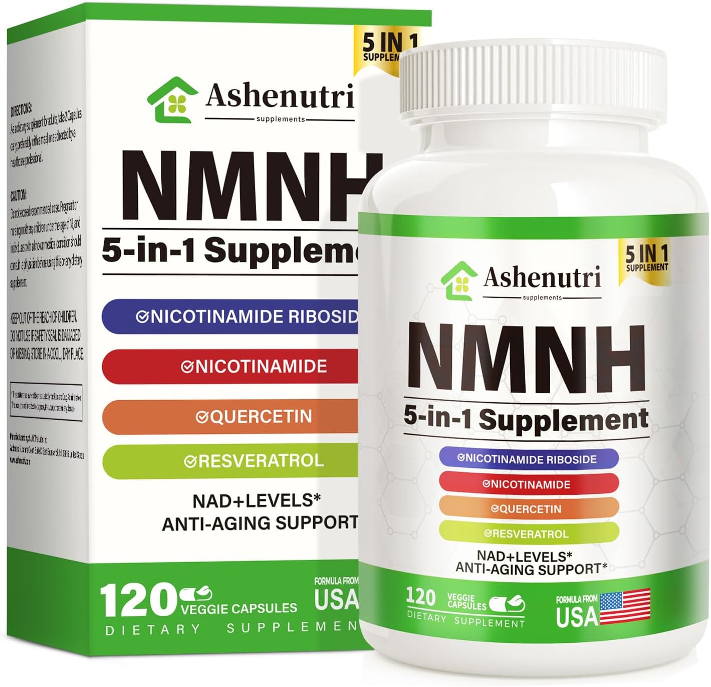 NMNH (Dihidronicotinamida Mononucleótido) con Niacinamida, Quercetina y Resveratrol - Apoyo NAD+ - 120 Cápsulas