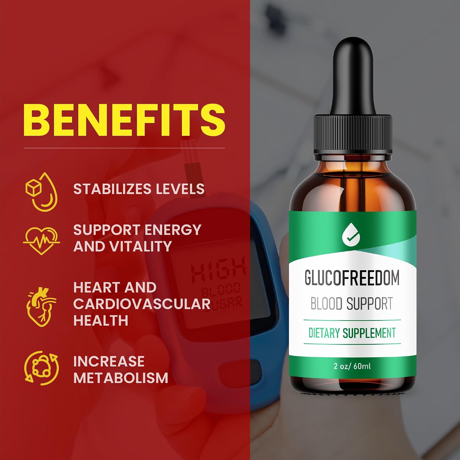 (2 Pack) GlucoFreedom Drops - Fórmula Original - Gotas Líquidas de Bienestar General, 4 oz