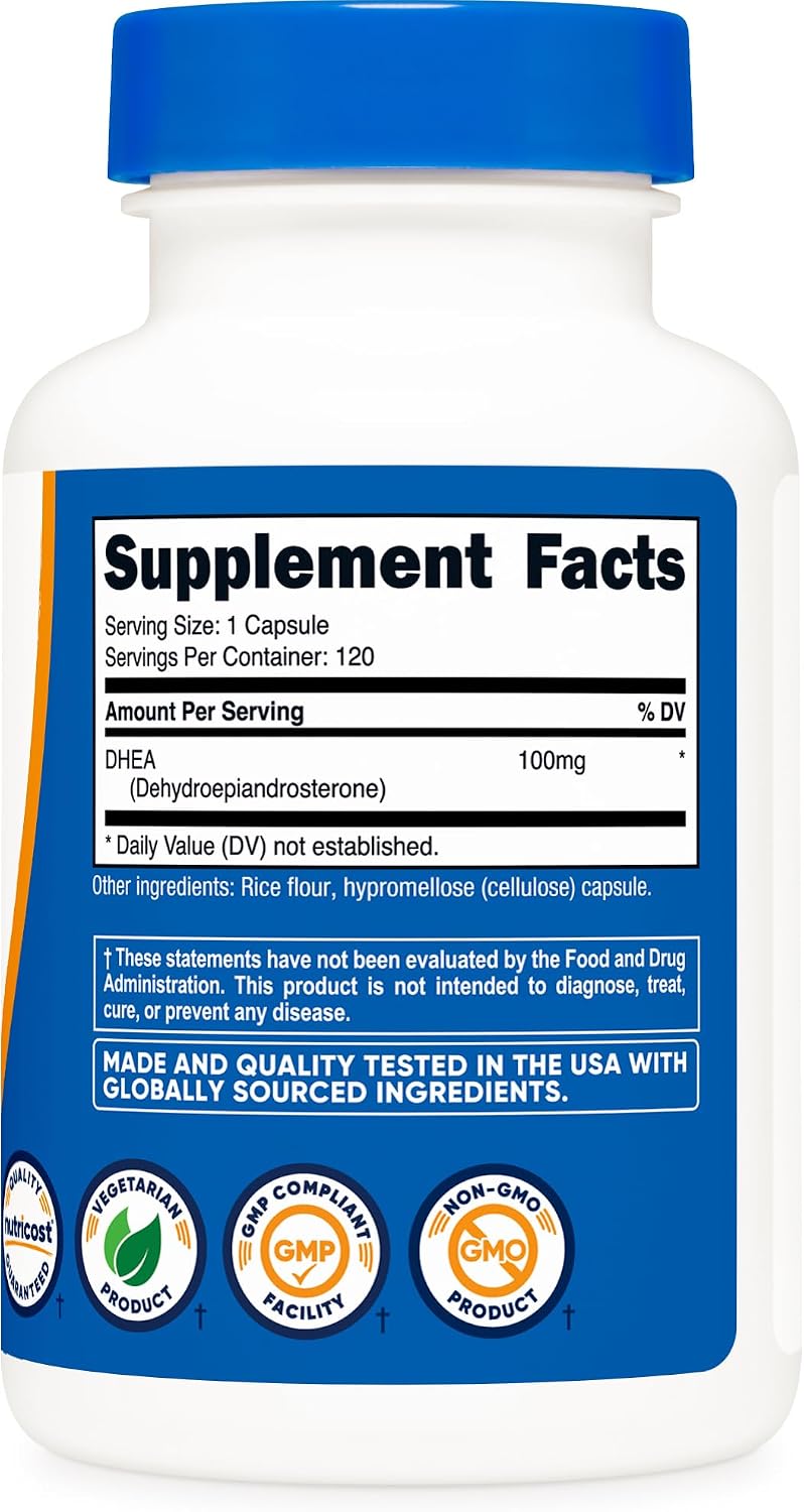 Nutricost DHEA 100 mg, 120 Cápsulas - Sin Gluten, Sin Soja, No OGM