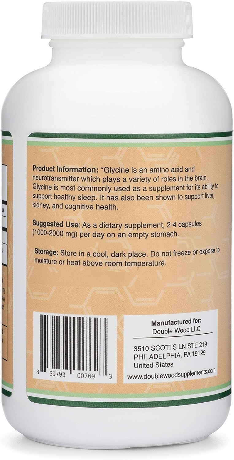 Glicina 1000 mg por Ración - 300 Cápsulas - Double Wood