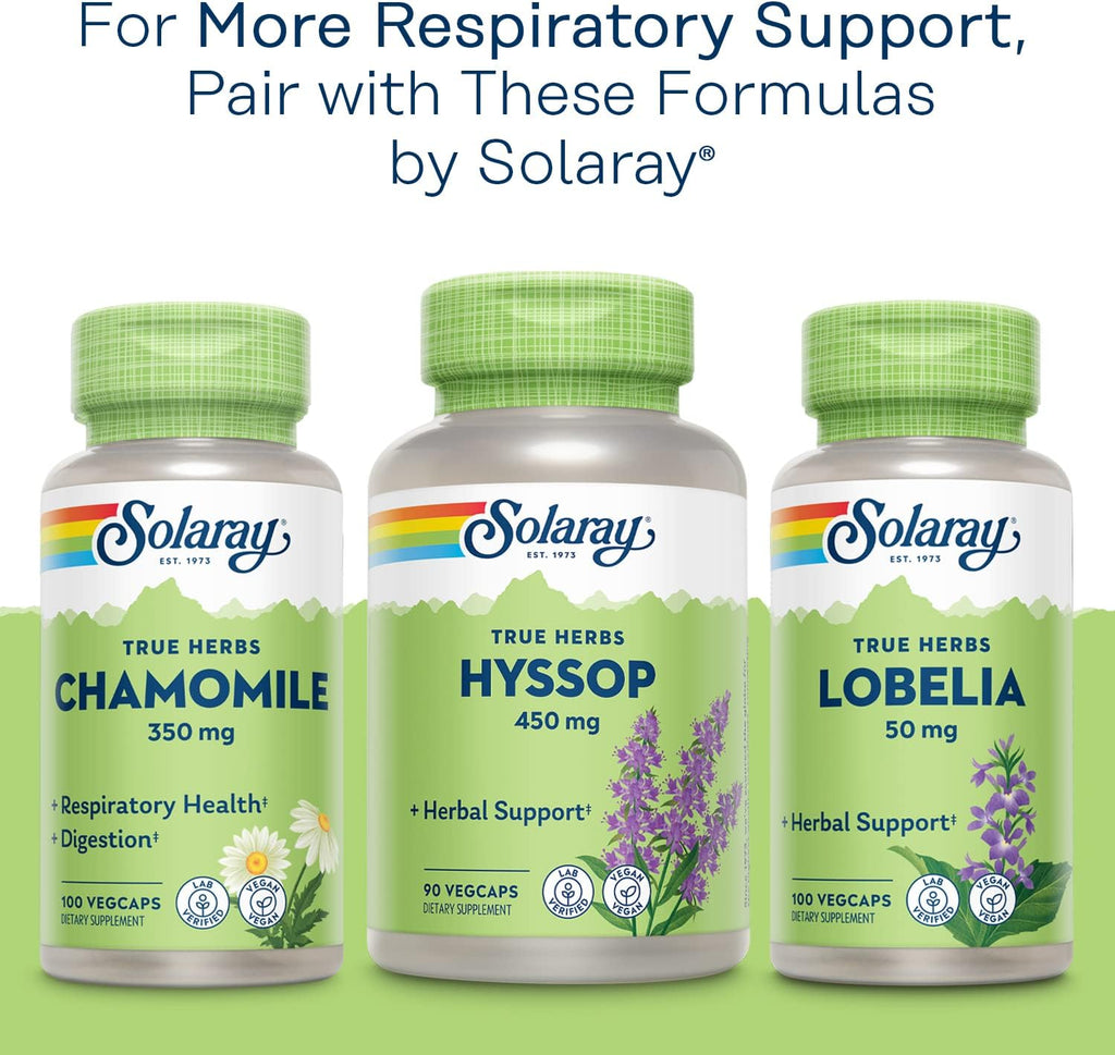 SOLARAY Hojas de Gordolobo 330mg – Apoyo Respiratorio – 100 Cápsulas Vegetales (Pack de 2)
