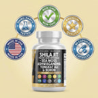 Shilajit para Hombres - Complejo con Sea Moss, Tongkat Ali, Ashwagandha y CoQ10 - 90 Cápsulas