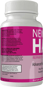 New Glo Hair Skin and Nails Suplemento - Biotina para Cabello, Piel y Uñas - 60 Cápsulas