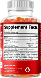 Vitamatic Vitamina A 25000 UI Gominolas Sin Azúcar (Palmitato de Retinilo) - Sabor Natural a Fresa - 120 Gominolas (2 Frascos)