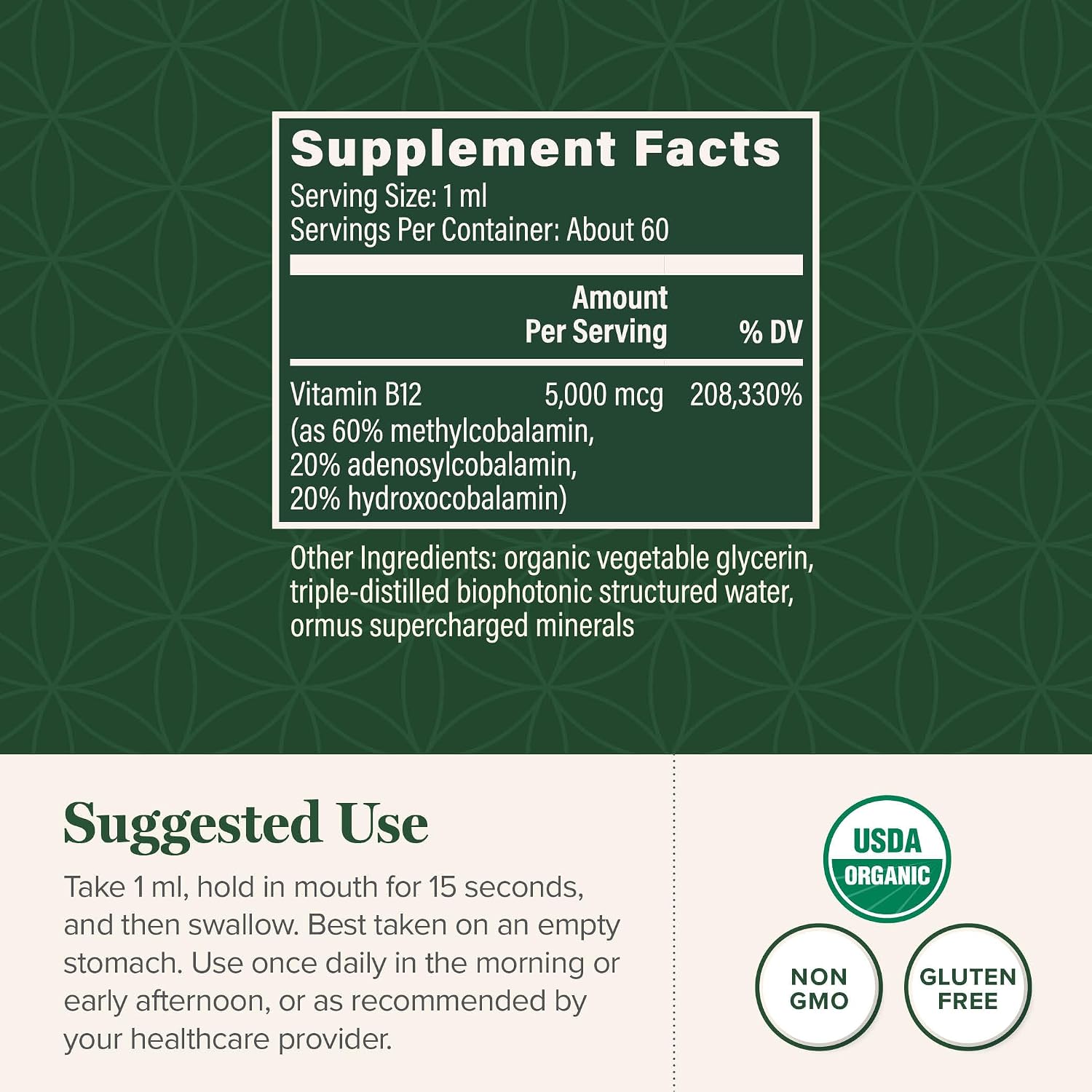 Global Healing - Vitamina B12 Orgánica 5000 mcg Sublingual - Metilcobalamina e Hidroxocobalamina