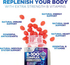 Vitamin B Complex Gummies – Extra Strength Super B Vitamin Gummy con Vitamina C, Apoyo Inmunológico para Hombres y Mujeres – Suplemento de Energía y Apoyo Cerebral con Ácido Fólico, Niacina, B6, B12 – 60 Gominolas