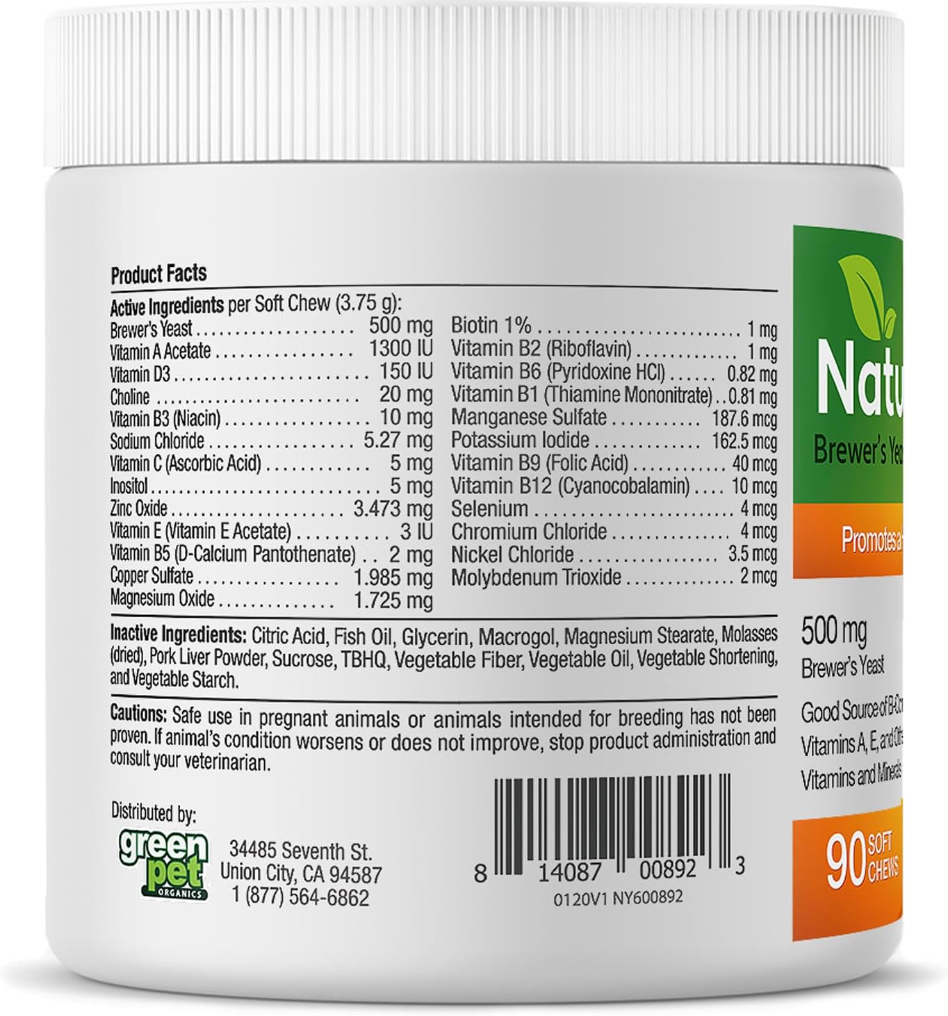 Natur-Yeast Levadura de Cerveza para Perros y Gatos - 90 Snacks Blandos - Apoyo al Sistema Inmunitario y Digestión