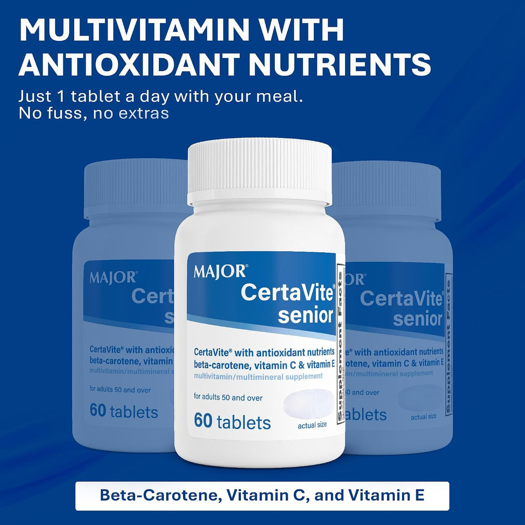 MAJOR CertaVite Multivitamínico sénior con antioxidantes – Multivitamínico para mayores de 50 años, 60 comprimidos
