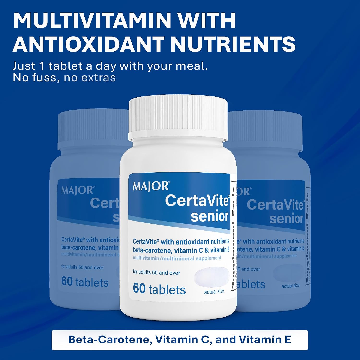 MAJOR CertaVite Multivitamínico sénior con antioxidantes – Multivitamínico para mayores de 50 años, 60 comprimidos