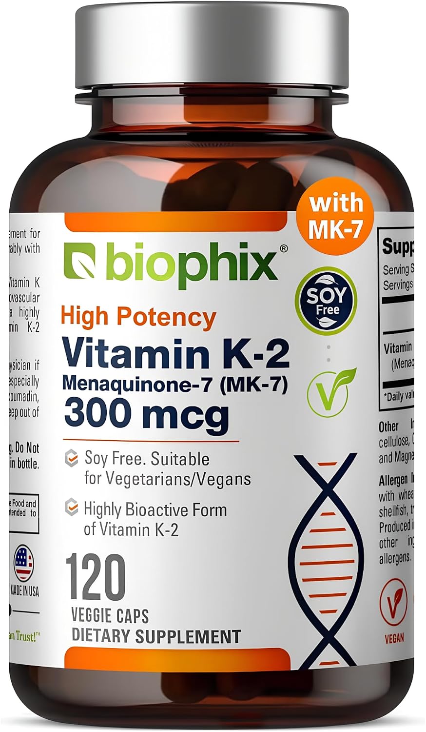 biophix Vitamina K2 MK-7 300mcg - 120 Cápsulas Veganas