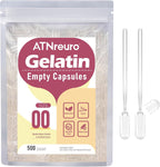 ATNreuro Cápsulas Vacías de Gelatina Tamaño 00 - 500 uds con 2 Micro Cucharas