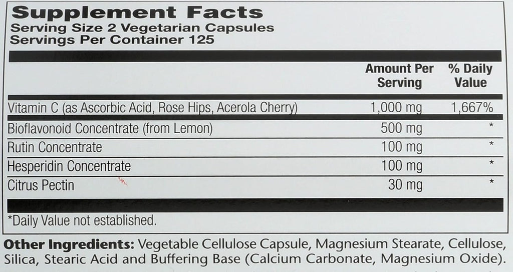 Solaray Super Bio C Tamponada - 250 Cápsulas Vegetarianas