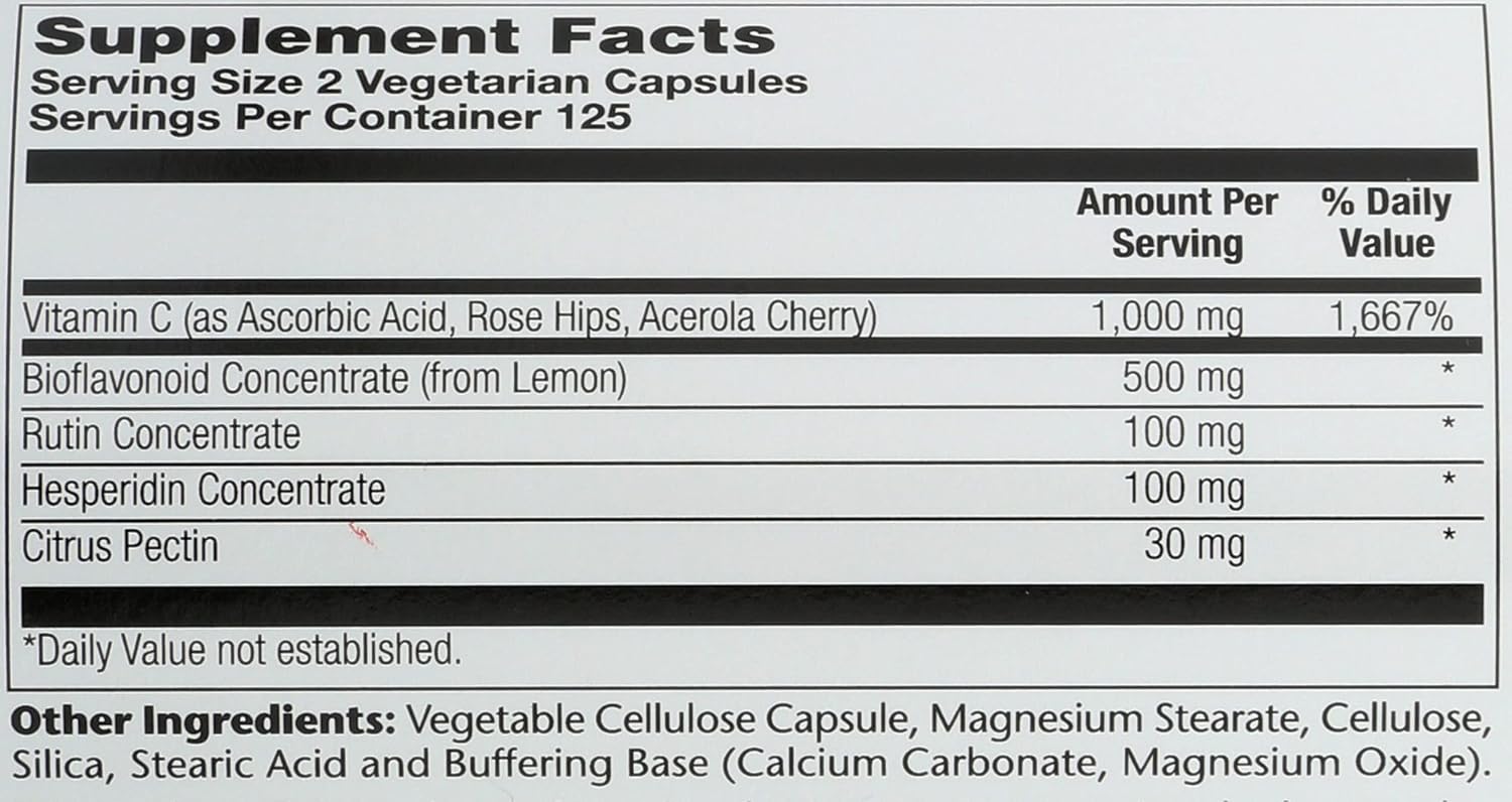 Solaray Super Bio C Tamponada - 250 Cápsulas Vegetarianas