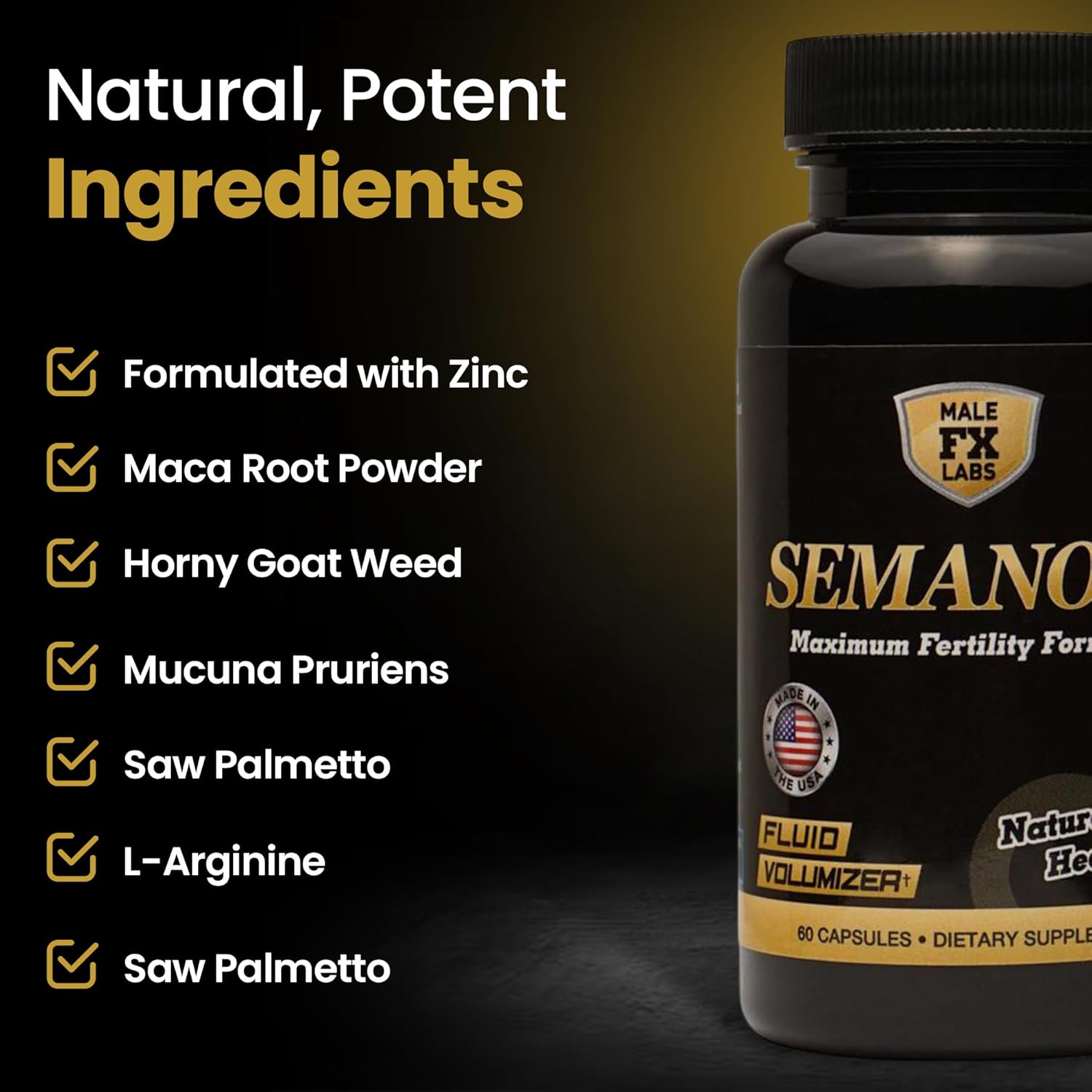 SEMANOID (60 Cápsulas) Fórmula Máxima de Fertilidad y Volumizador Seminal
