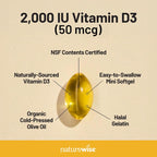 NatureWise Vitamina D3 2000 UI (50 mcg) 90 Cápsulas Blandas - Apoyo Inmunitario, Salud Ósea y Muscular