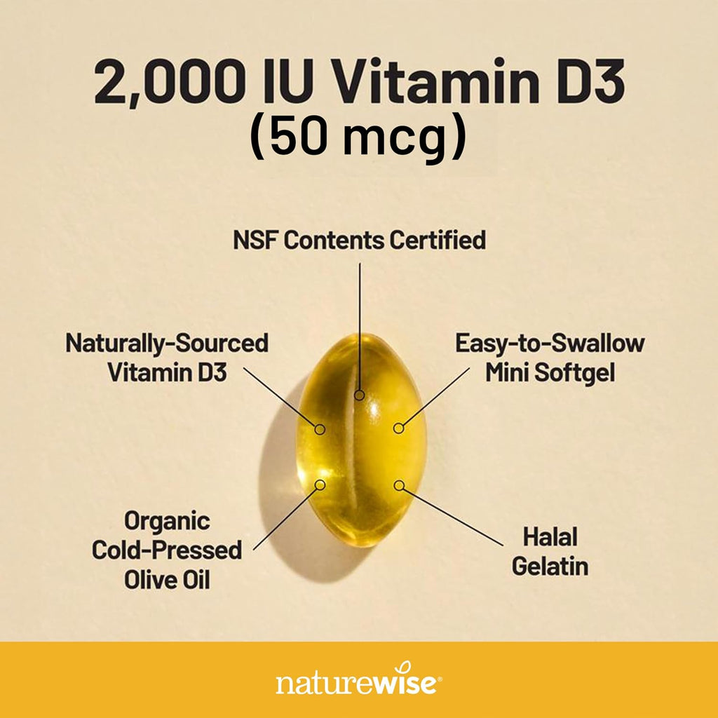 NatureWise Vitamina D3 2000 UI (50 mcg) - 30 Cápsulas Blandas