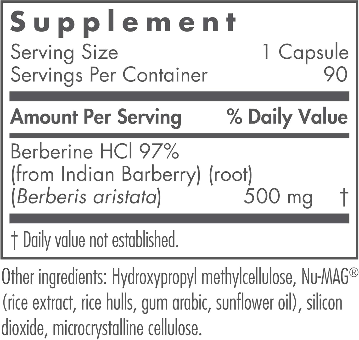 Nutricology Berberina 500 mg - Apoyo Metabólico, Raíz de Agracejo Indio, Hipoalergénico, Cápsulas Vegetales - 90 Cápsulas