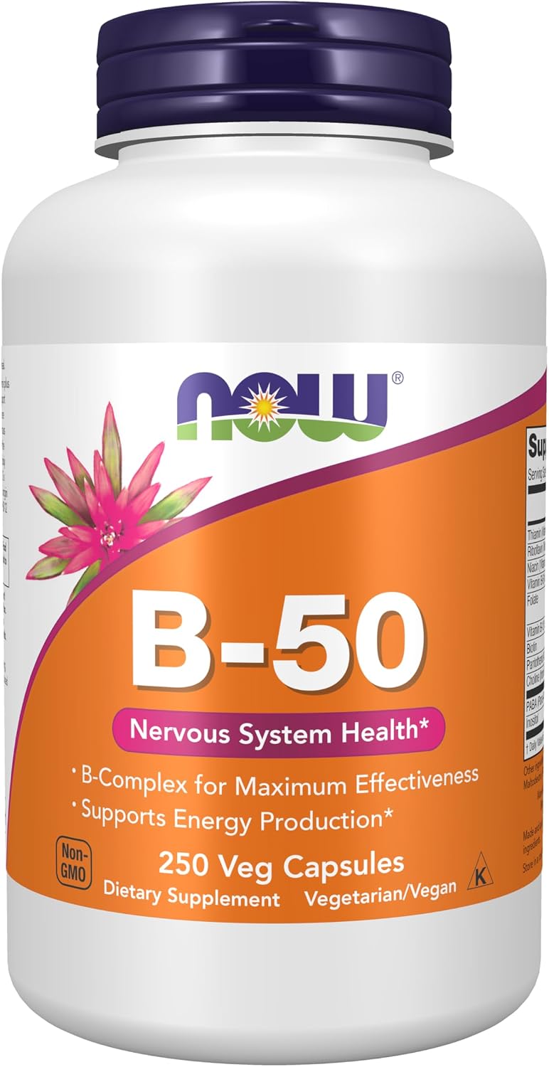 NOW Foods B-50 Complejo B, 250 Cápsulas Vegetales (Pack de 2)