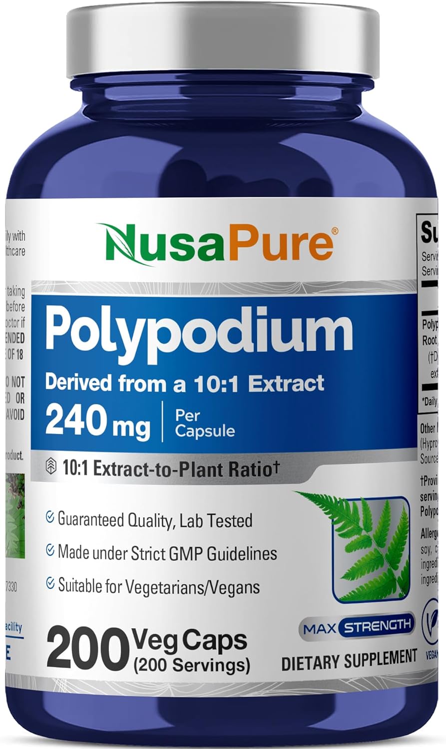 Polypodium Leucotomos Cápsulas, 240 mg, 200 Cápsulas Veganas