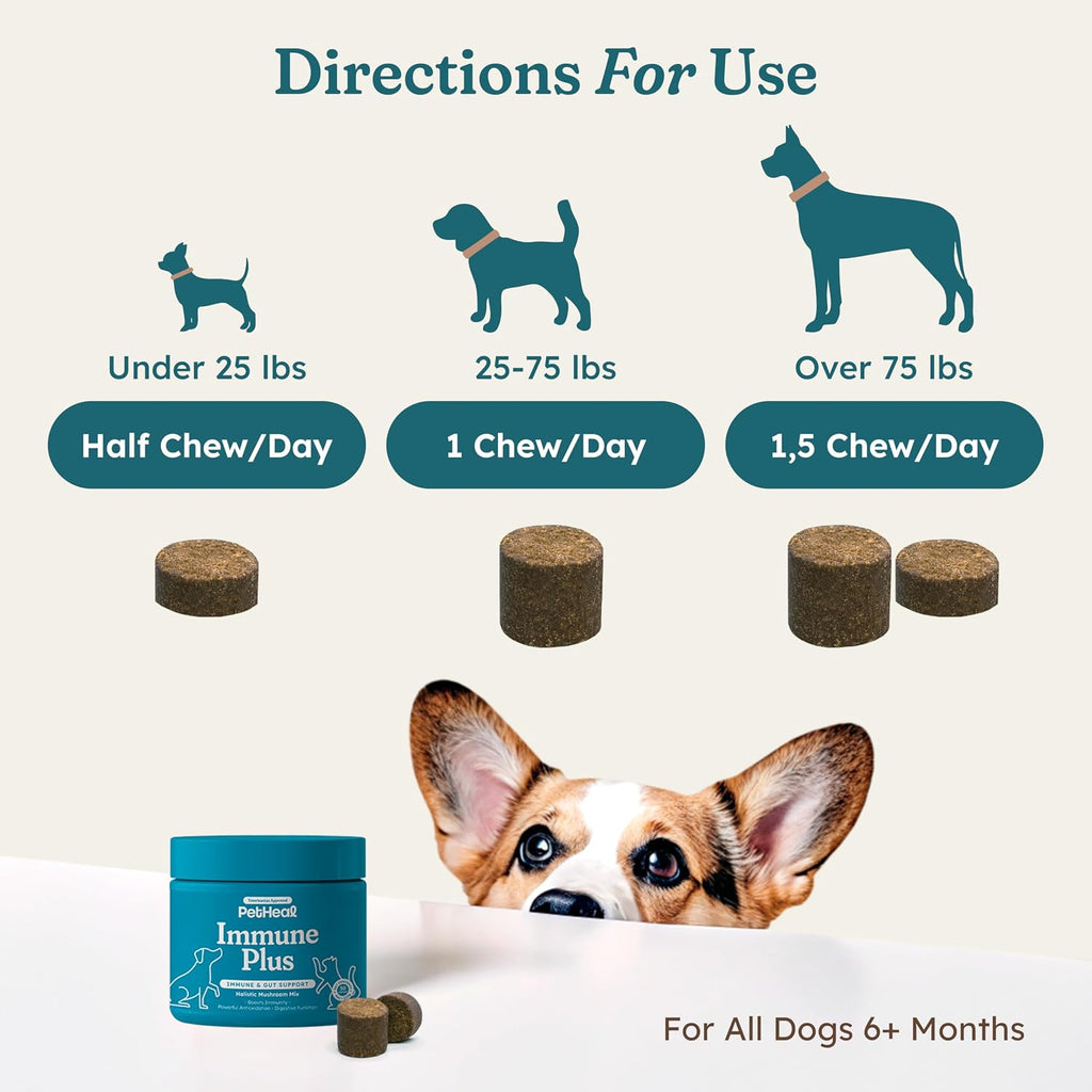PetHeal Immune Plus Chews para Perros - Suplemento Inmune Natural - 30 Masticables Sabor Cerdo