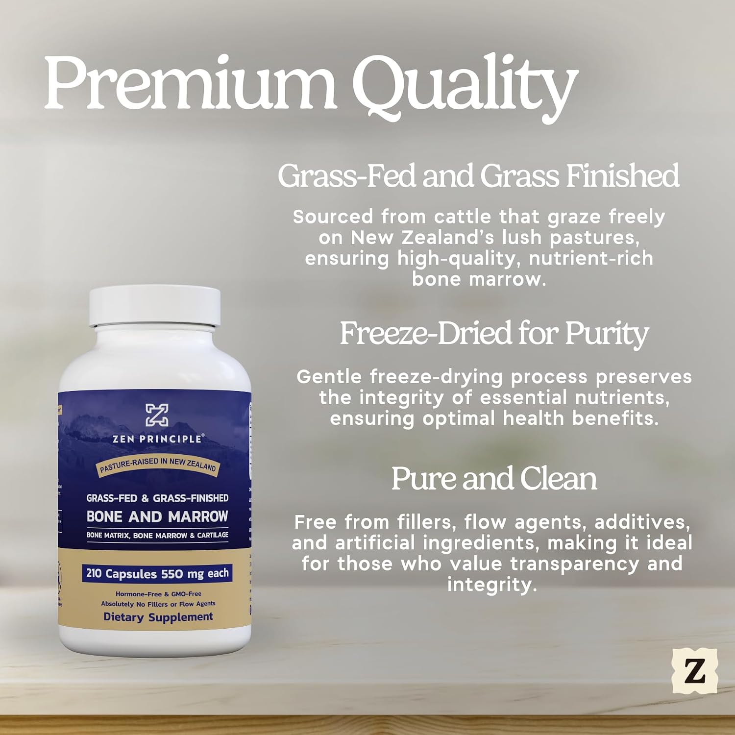 Zen Principle Suplemento de Médula Ósea de Res 3300mg, 210 Cápsulas