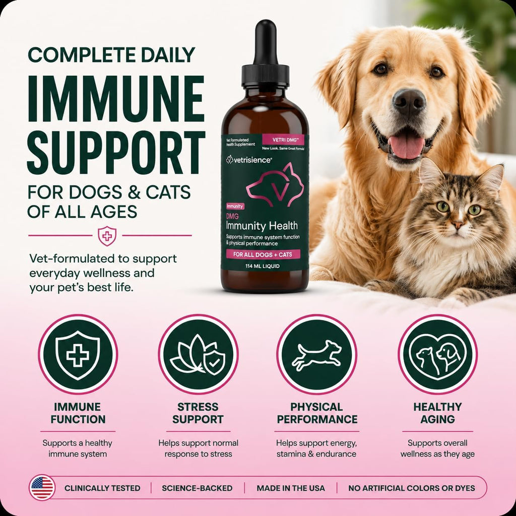 VetriScience DMG Immunity Health Easy-Dose Líquido - Suplemento Inmunitario para Perros y Gatos, Hipoalergénico, 114 ml