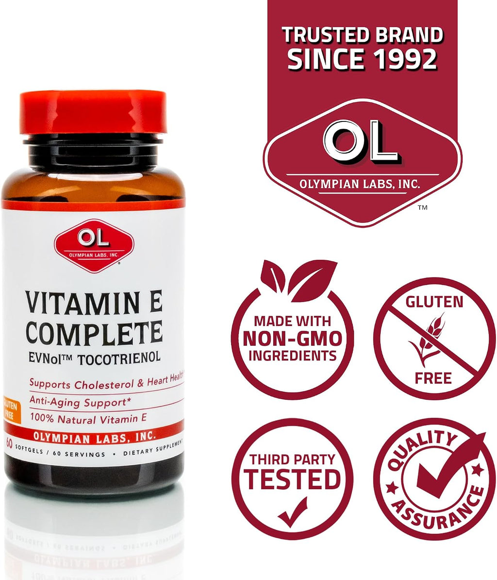 Olympian Labs Vitamin E Complete Tocomin, 200 IU, 60 Cápsulas Blandas