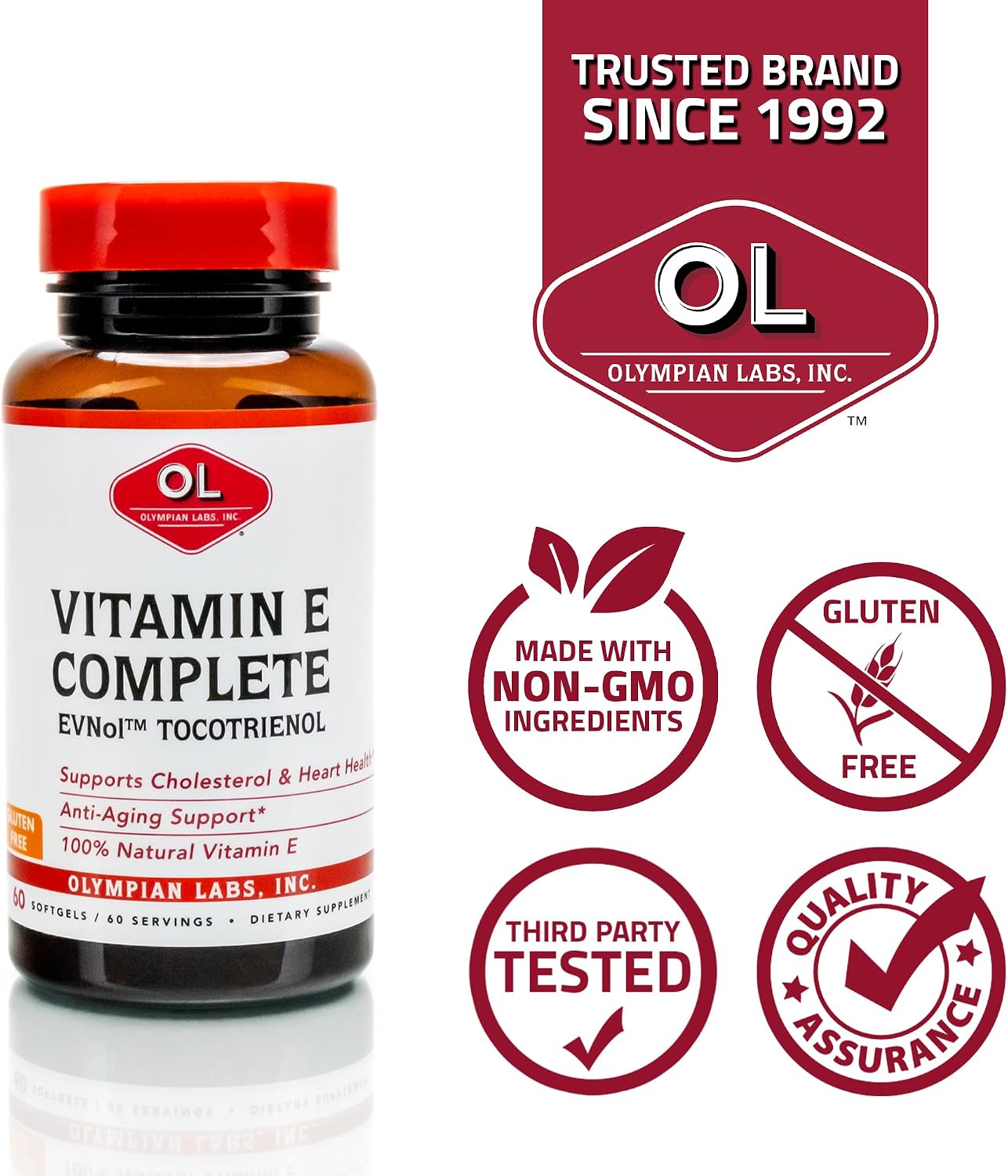 Olympian Labs Vitamin E Complete Tocomin, 200 IU, 60 Cápsulas Blandas