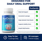 PurDentix Probiótico Oral – Fórmula de 4 Cepas para Encías Saludables, Dientes y Aliento Fresco – 30 Comprimidos Masticables