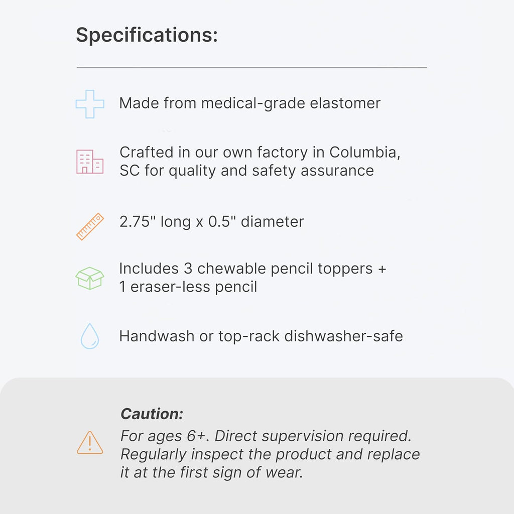ARK Krypto-Bite – Mordedor masticable para lápiz, juguete sensorial de grado médico, 3 unidades