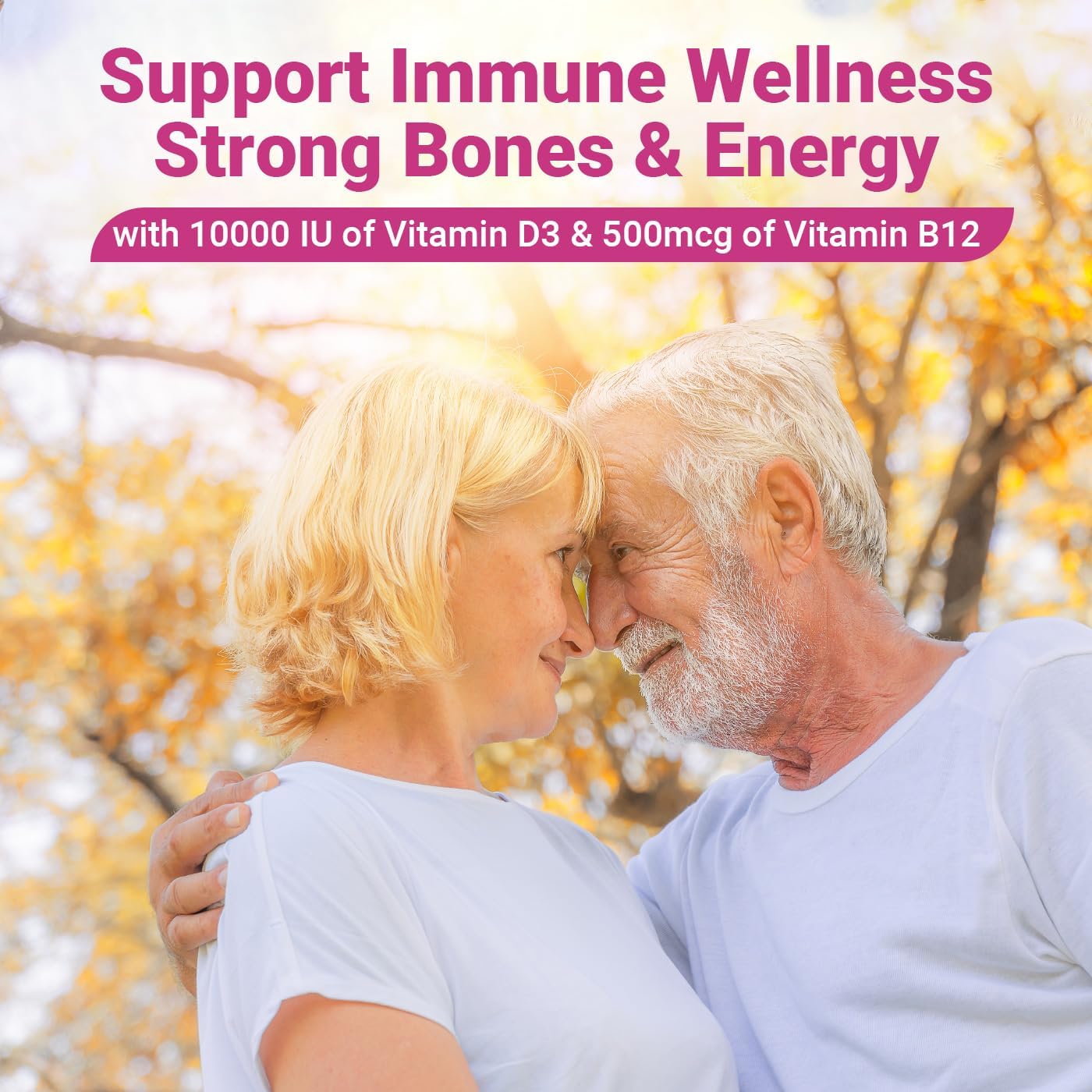 Wiszeen Vitamina D3 B12 Gominolas, 10000 IU D3 + 500mcg Metil-B12, con Ashwagandha, Magnesio, Vitamina K2