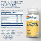 Solaray B-Complex 50 mg - Cellular Energy and Metabolism Support, Vegan, 50 Capsules