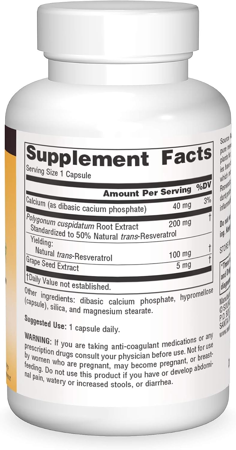 Source Naturals Resveratrol 100 - 100 mg, 60 Cápsulas Vegetarianas