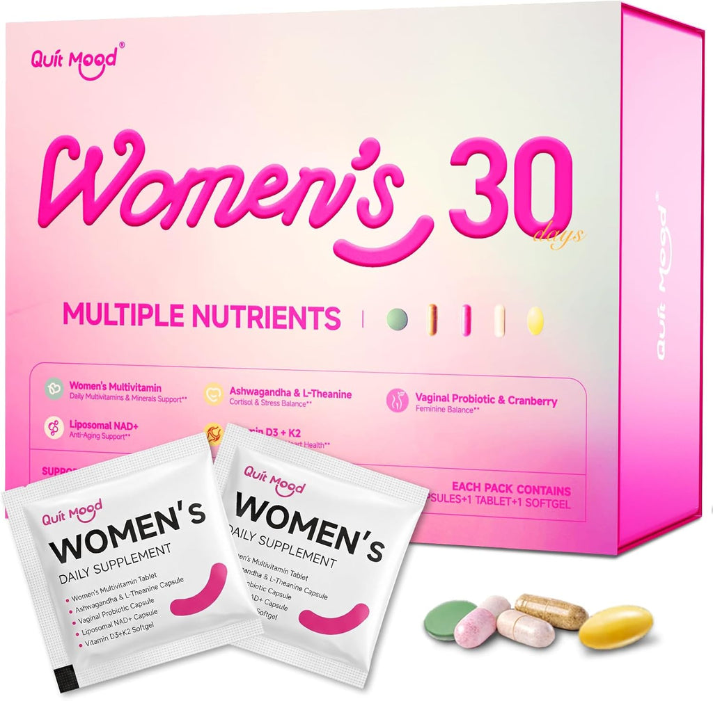 Multivitamínico para Mujeres 30+ con D3+K2, NR1000, Probióticos y Ashwagandha | 30 Sobres Diarios